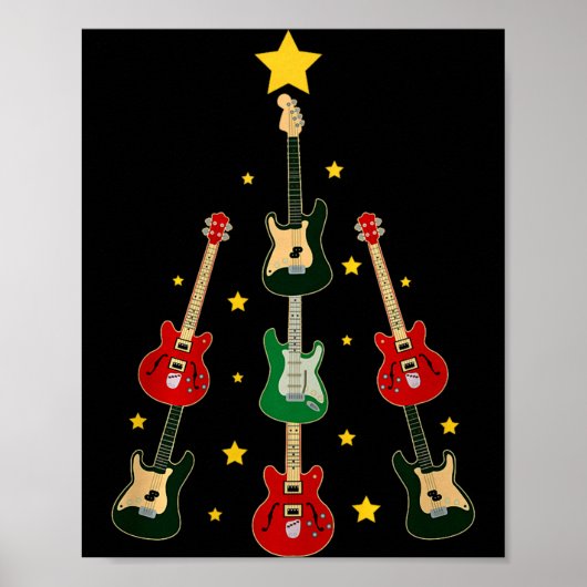 Guitar Xmas Tree Musical Guitar Lovers Guitarist C Poster (Voorkant)