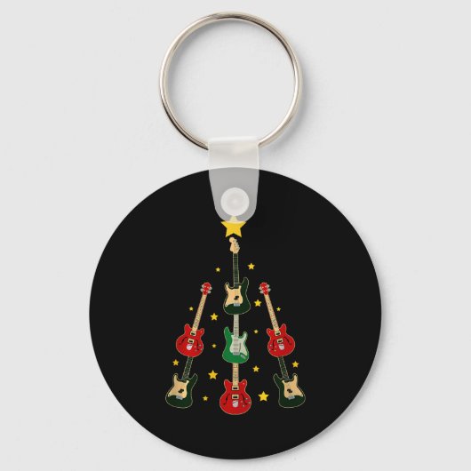 Guitar Xmas Tree Musical Guitar Lovers Guitarist C Sleutelhanger (Voorkant)