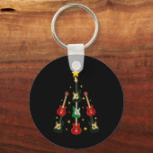 Guitar Xmas Tree Musical Guitar Lovers Guitarist C Sleutelhanger (Voorkant)