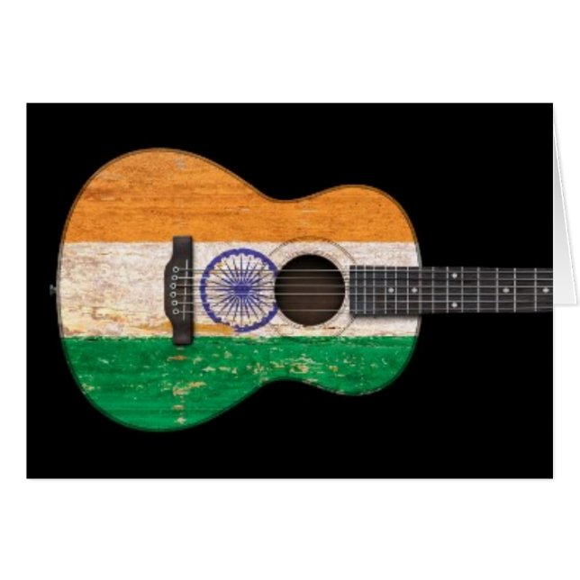 Guitare acoustique âgée et utilisée de drapeau (Devant horizontal)