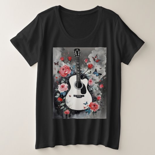 Guitare acoustique avec Roses et papillons (Design devant)