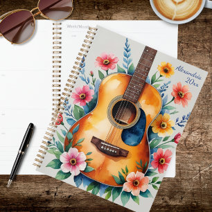 Guitare Acoustique Florale Aquarelle