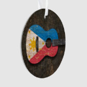 Guitare acoustique rayée et utilisée de drapeau (devant)