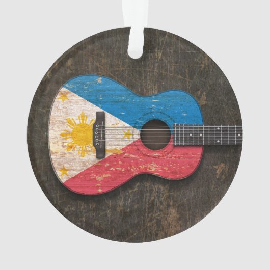 Guitare acoustique rayée et utilisée de drapeau (dos)
