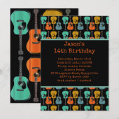 Guitare Anniversaire Fête Ado Invitation garçon (Devant / Derrière)