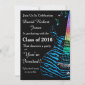 Guitare bleu turquoise Invitation de graduation (Devant)