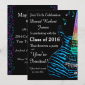 Guitare bleu turquoise Invitation de graduation (Devant / Derrière)