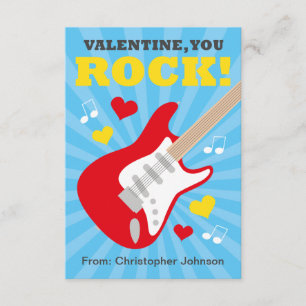Guitare Classroom Valentine Cartes pour enfants