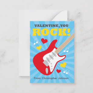 Guitare Classroom Valentine Cartes pour enfants