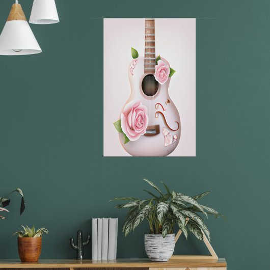 GUITARE CUITE AVEC POSTER ROSE ROSE ROSE (Salon 1)