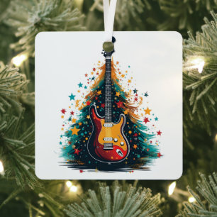 Guitare de Noël ornement métal arbre de Noël