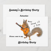 Guitare d'écureuil Invitation de fête d'anniversai (Devant / Derrière)