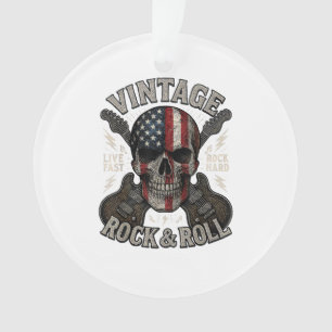 Guitare Drapeau Américain Crâne Rock Vintage Retro