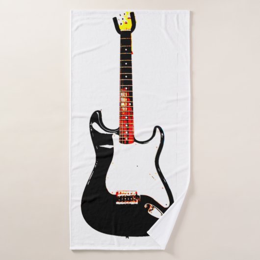 Guitare électrique en noir (Serviette de bain)