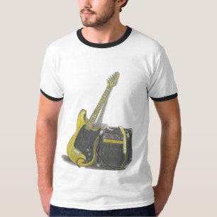 Guitare électrique et T-shirt d'art d'ampère