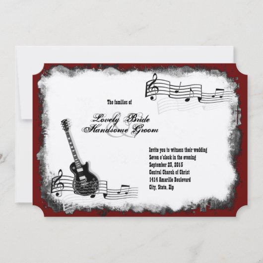 Guitare électrique Faire-part de mariage de musiqu (Devant)