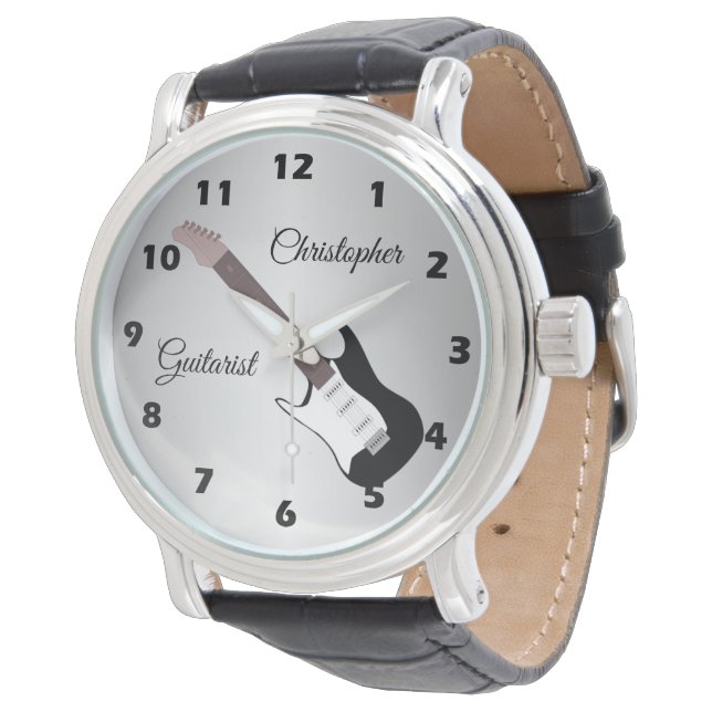 Guitare électrique - Montre à poignet noir (Incliné)