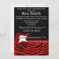 Guitare électrique rouge Invitation d'anniversaire