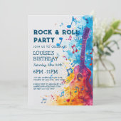 Guitare et notes Rock and Roll Party Invitation (Debout devant)