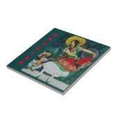 Guitare flamenco femme carreaux murale (Côté)