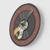 Guitare jaune vintage et horloge murale vinyle (Angle)