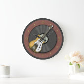 Guitare jaune vintage et horloge murale vinyle (Maison)