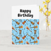 Guitare Music Notes Motif Carte d'anniversaire (Fleur jaune)