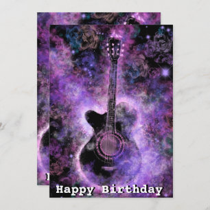 Guitare musicale romantique Joyeuses cartes d'anni