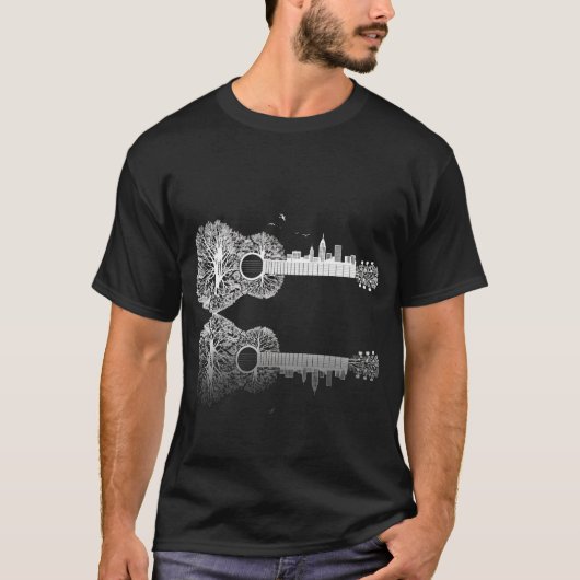Guitare Nature Soundwave Minimal Art T-Shirt (Devant)