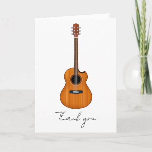 Guitare naturelle acoustique pliée Carte de remerc (Devant)