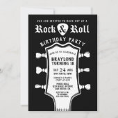 Guitare noire et blanche Invitation d'anniversaire (Devant)
