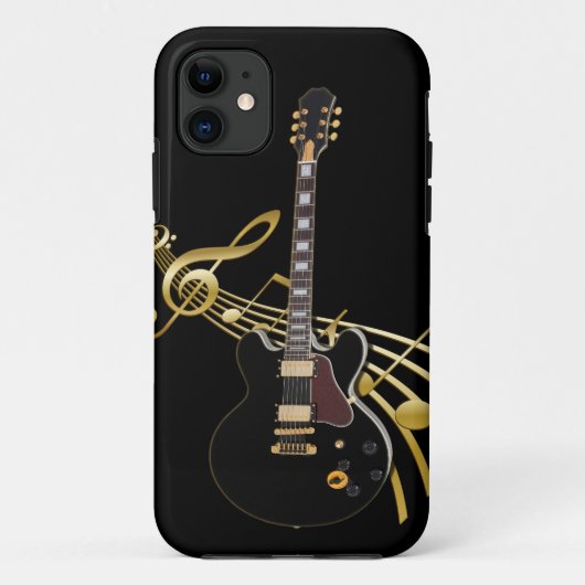Guitare noire sur le coque iphone Golden Music Sco (Dos)