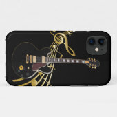 Guitare noire sur le coque iphone Golden Music Sco (Dos (Horizontal))