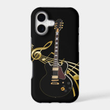 Guitare noire sur le coque iphone Golden Music Sco