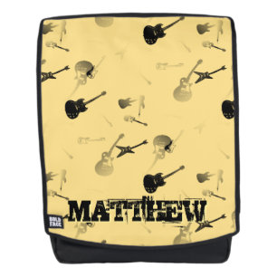 Guitare Rocher Noir Blanc avec Nom Y sac à dos