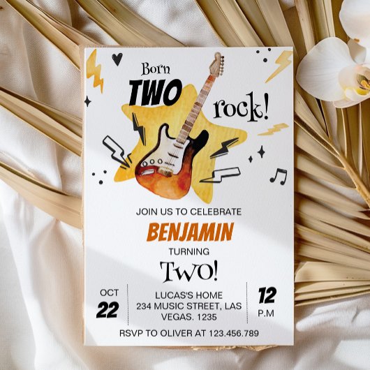 Guitare Rock and Roll Invitation Anniversaire