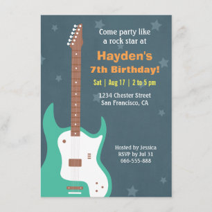 Guitare Rock Star Boys Invitations de fête d'anniv