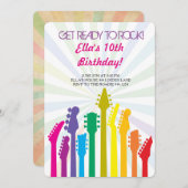 Guitare Rock Star Invitations de fête d'anniversai (Devant / Derrière)
