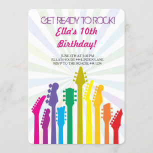 Guitare Rock Star Invitations de fête d'anniversai