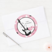 GUITARE ROSE 3" de VEDETTE DU ROCK autocollants de (Enveloppe)