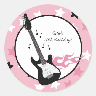 GUITARE ROSE 3" de VEDETTE DU ROCK autocollants de