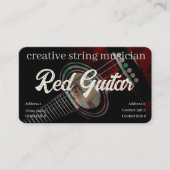 Guitare rouge foncé sur Carte de visite noir (Devant)