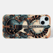 Guitare stylisée art déco Apple iPhone 15 Coque (Verso (horizontal))