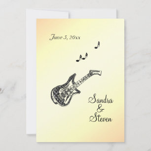 Guitare Thème Jaune Faire-part de mariage