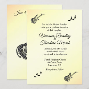 Guitare Thème Jaune Faire-part de mariage