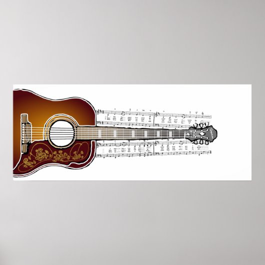 Guitare vintage avec Partition - Poster (Devant)