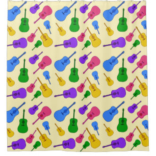 Guitares acoustiques colorées Rideaux de douche Mo