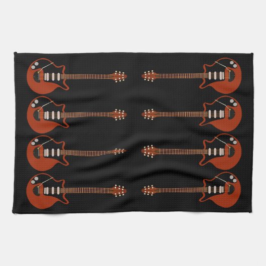 Guitares électriques sur serviette noire (Horizontal)