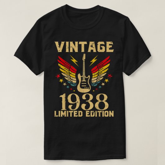 Guitarist 84e verjaardag van 84 jaar oude gitarist t-shirt (Design voorkant)