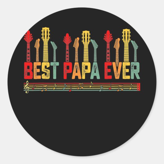 Guitarist Beste Papa Ever Guitar Veerdag Ronde Sticker (Voorkant)
